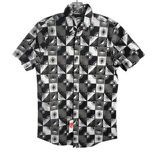 BP Nordstrom Mens XS Short Sleeve Geometric Button Down Shirt Black Grey White
